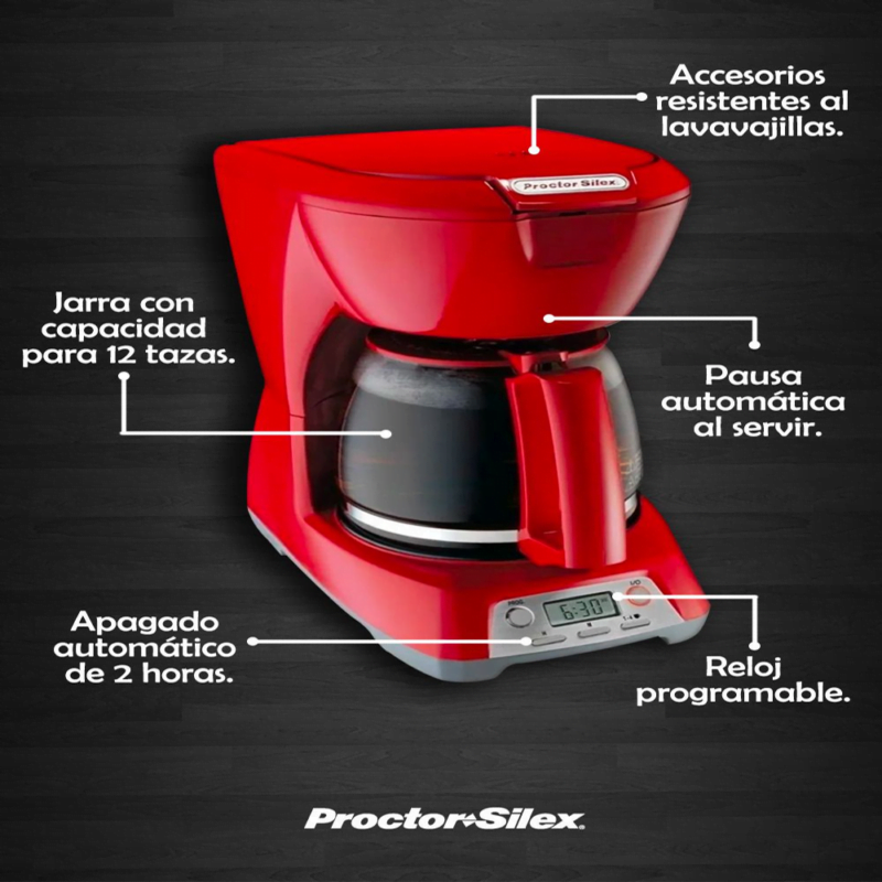 Cafetera Roja Programable Para Tazas Proctor Silex Piquiomart