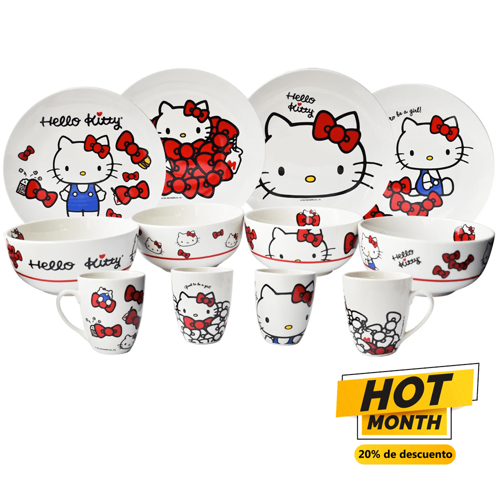 Vajilla 12 Piezas Hello Kitty - PiquioMart