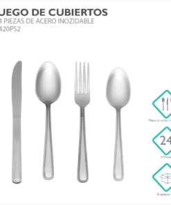 Set de Cubiertos Acero Inoxidable 24 Pzas