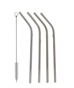 Juego de Popotes Curvos Acero Inoxidable