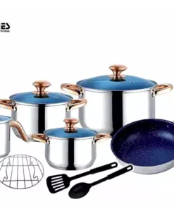 Batería 12 Piezas Acero Inox. Azul