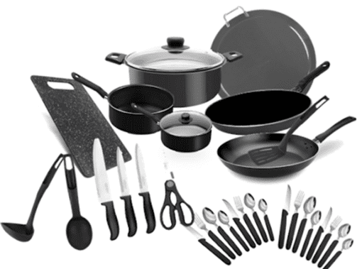 Batería 32 Piezas Con Cubiertos