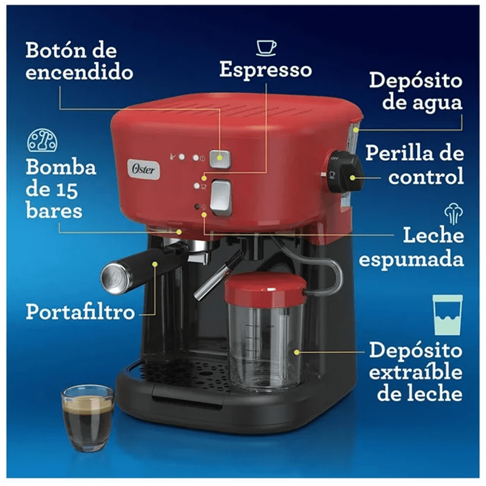 Cafetera Con Bomba De 15 Bares, Depósito De Leche De 250 Ml
