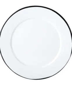 Plato Plano 30 Blanco Jaspeado Filo Negro