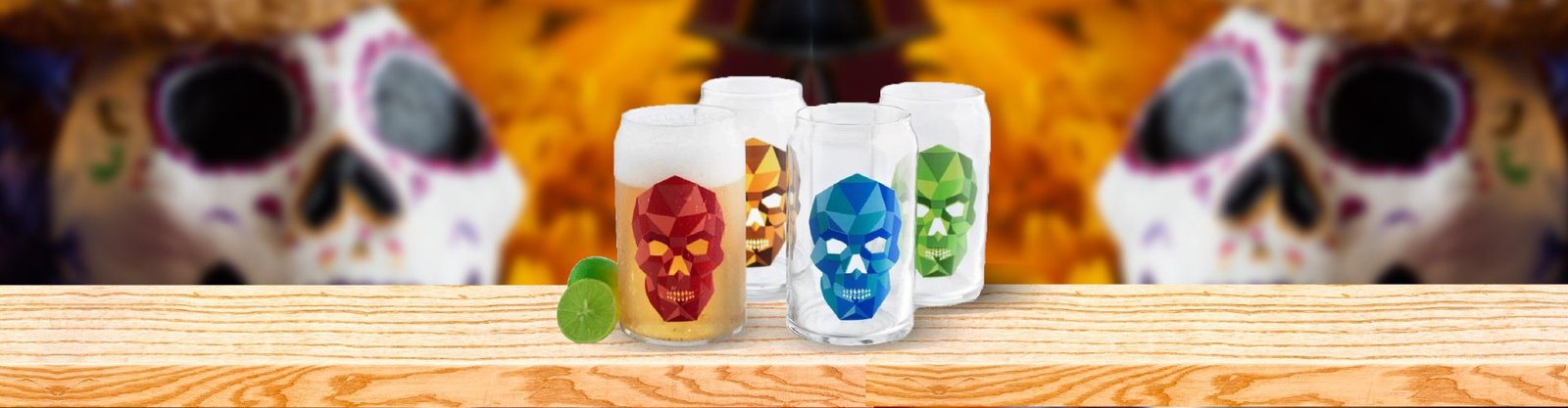 Juego de 4 Vasos Lata Calavera A546