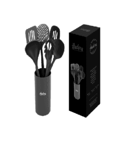 Set 6 Utensilios Nylon Gris Con Holder