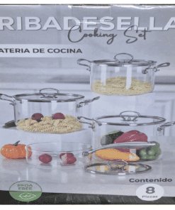 Juego de Ollas Cristal Con Tapa 8 Piezas