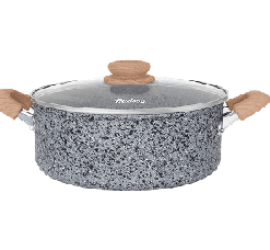 Cacerola 28 cm Antiadherente Granito Tapa de Vidrio