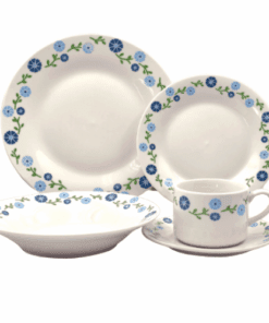 Vajilla 20 Piezas Flores Azul