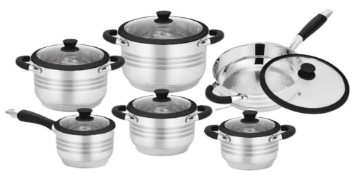 Batería Acero Inoxidable 12 Piezas Black