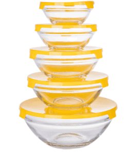 Jgo. de Recipientes de Vidrio Con Tapa Colores