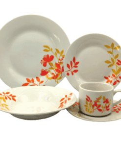 Vajilla 20 Piezas Flor Naranja