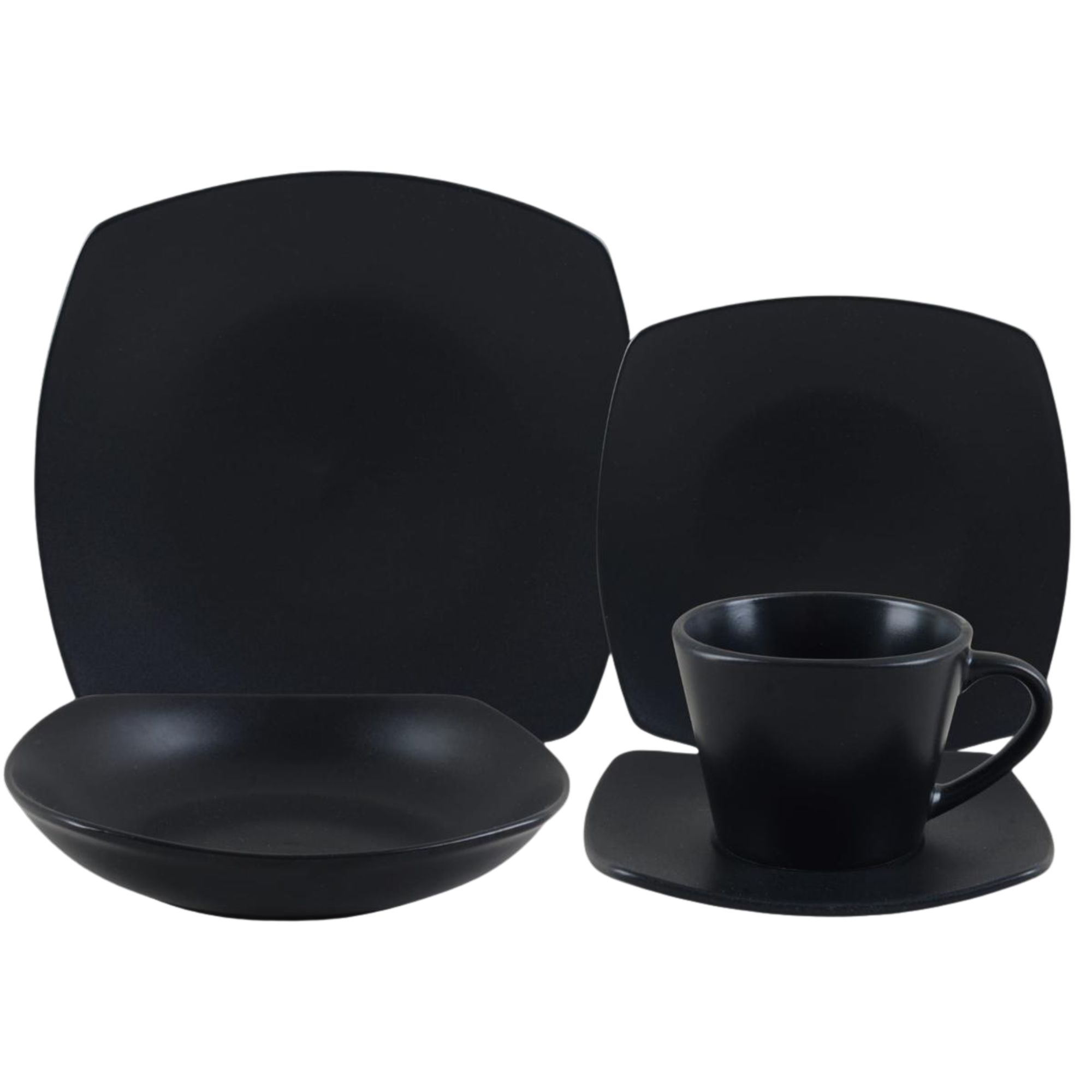 Vajilla Cuadrada 30 Piezas Negro