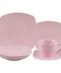 Vajilla Cuadrada 30 Piezas Rosa