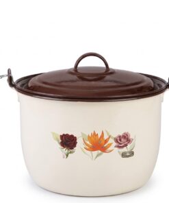 Olla Convexa 22 cm Crema Jaspeado 3 Flores
