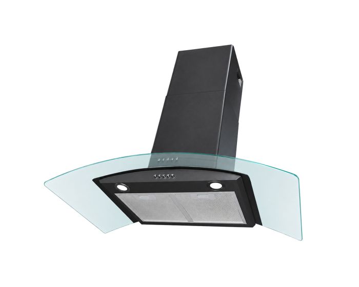Campana Extract 90 cm Vidrio Curvo Acero inox. Negro