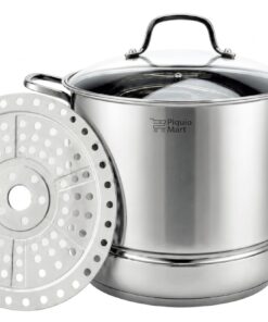 Vaporera 34 cm Cachapu Acero I nox. Con Tapa de Vidrio