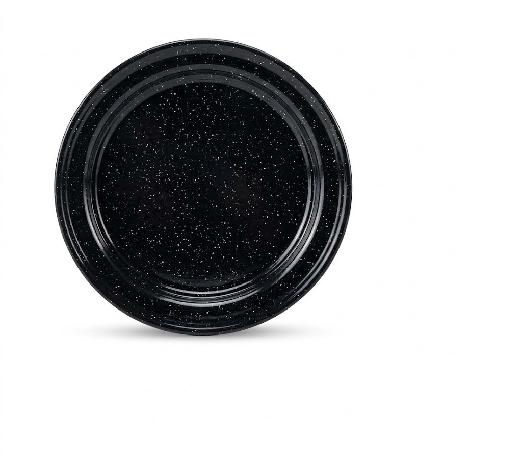 Plato Plano 22 cm Sin Anillo Negro Brillante